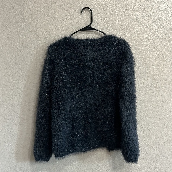 zara girls navy fluffy cardigan with silver sparkle size 11-12 152cm - Picture 6 of 8